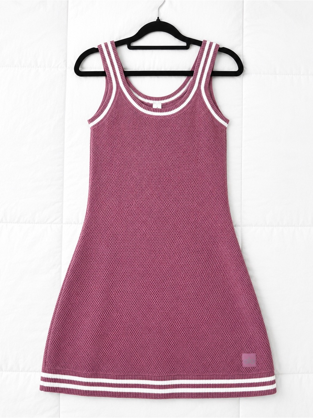 ALO Yoga Knit Tank Mini Dress - Mauve with White Trim